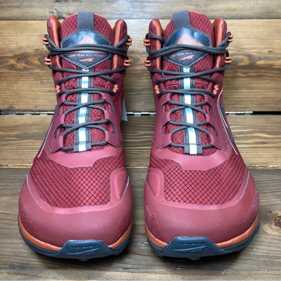 Altra Lone Peak ALL-WTHR Mid Waterproof Hiking Boot Maroon Red - Picture 2 of 9